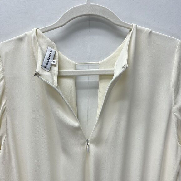 Karina Grimaldi Jack Solid Mini Dress Ivory White Long Sleeve Keyhole Size M - Picture 10 of 15